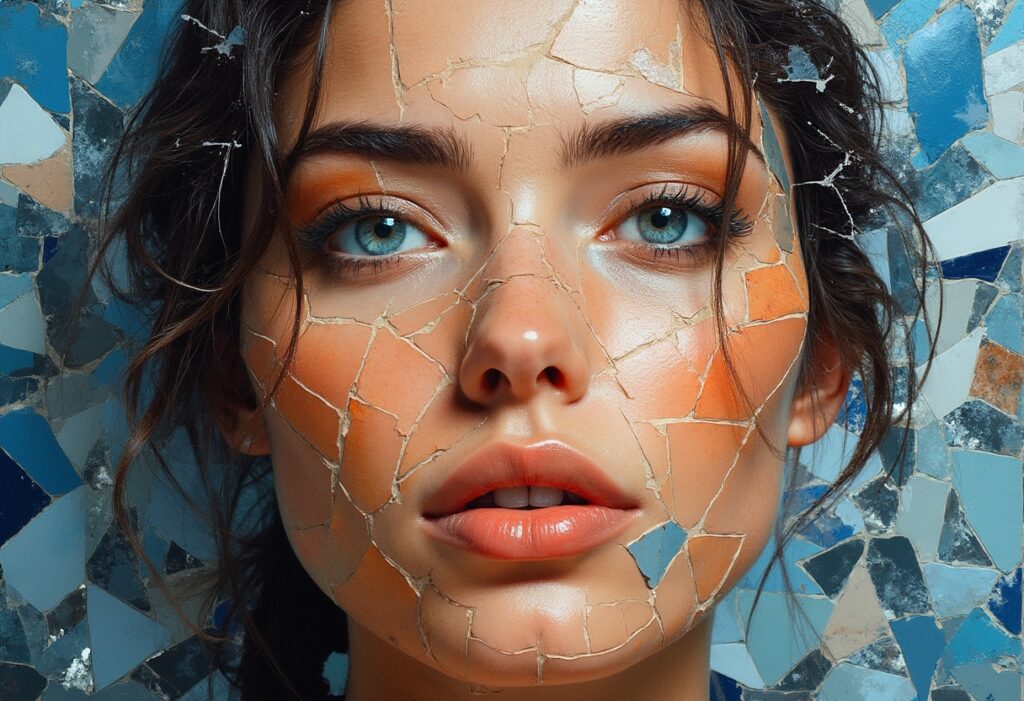 A close-up portrait of a woman